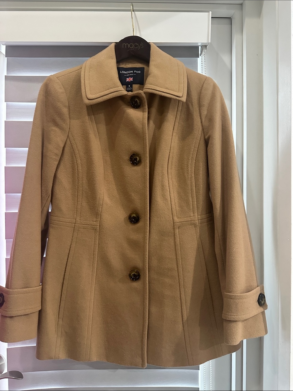 London Fog Women's Tan Wool-Blend Pea Coat